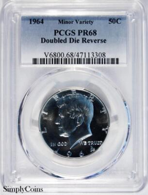 1964 DDR Kennedy Silver Half Dollar PCGS PR68 PROOF Doubled Die