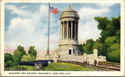 Historic Soldiers & Sailors Monument New York City New York WB WOB Postcard