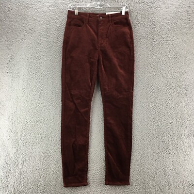 Loft High Rise Curvy Fit Skinny Pants Womens 26/2 Reddish Brown Mid Rise Zip NEW
