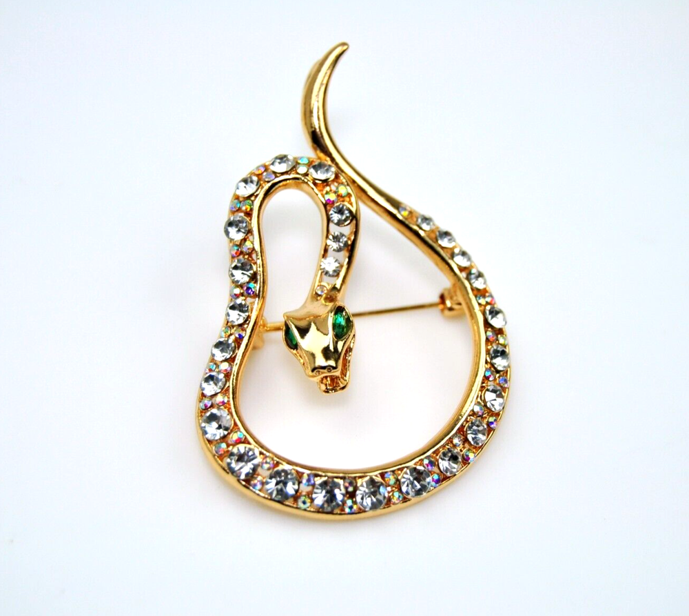 Large Rhinestone Snake Brooch Pin - Fashion Jewelry Gift for Women