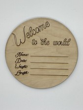Wooden Baby Announcement