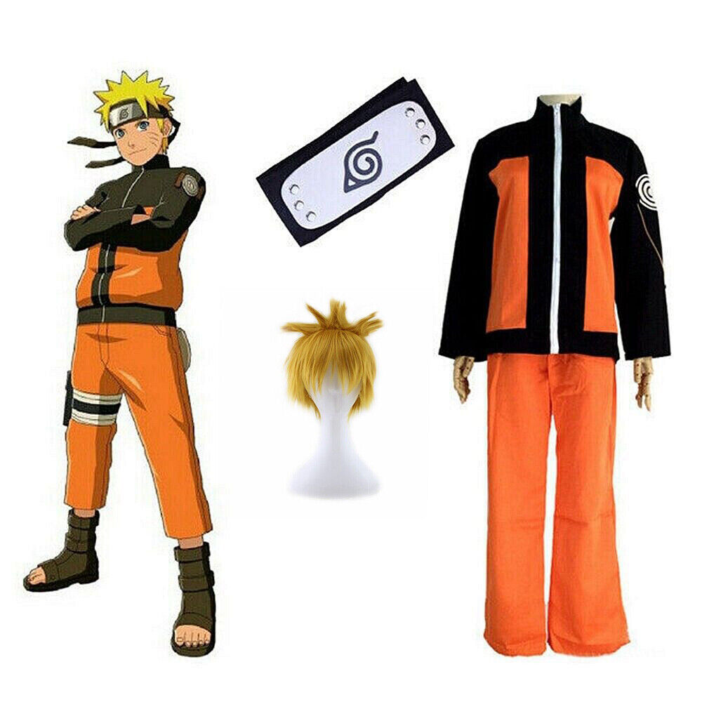 Anime Naruto Shippuden Uzumaki Naruto Cosplay Costume Jacket Pant Full  Outfit/