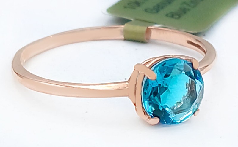 GENUINE 1.18 Cts BLUE ZIRCON RING 10k ROSE GOLD - Free Appraisal Service - NWT