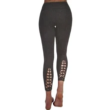 NWT • Active Life Legging Yoga Pant • Crisscross Lace-Up Cut-Out • Gray • MEDIUM