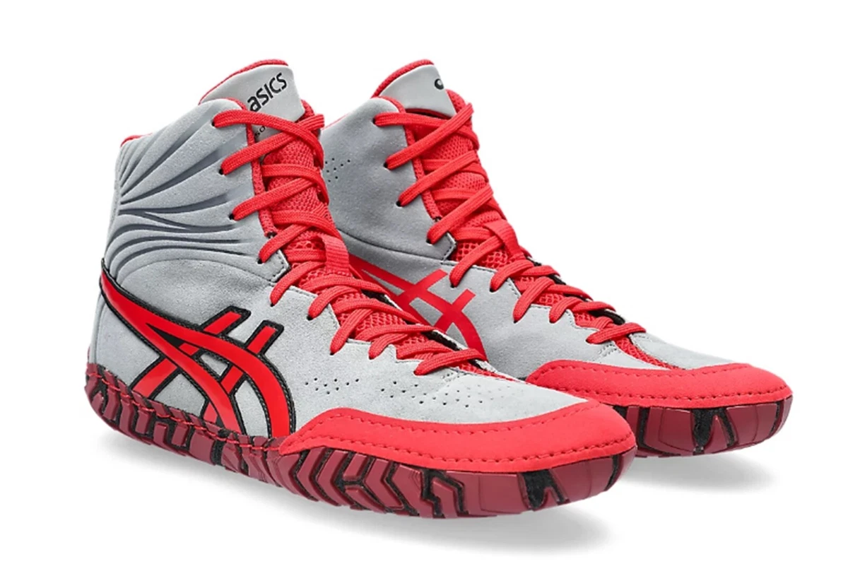Asics Aggressor 5 Wrestling Boxing Shoes Gray Red 1081A048 020 New