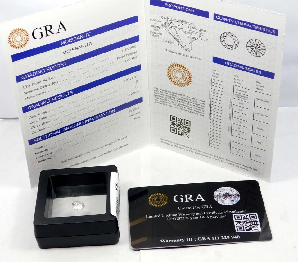 GRA Certified Moissanite Round Cut White D VVS1 Loose Gems 6.6 mm 1.00 Carat - Image 2 of 4