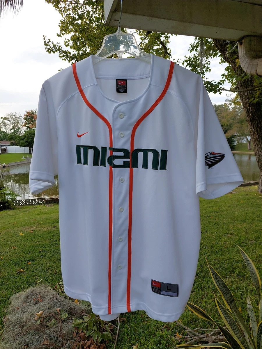 VINTAGE 2000s sz Large Team Nike Sewn Miami Hurricanes BASEBALL Jersey  *nice!