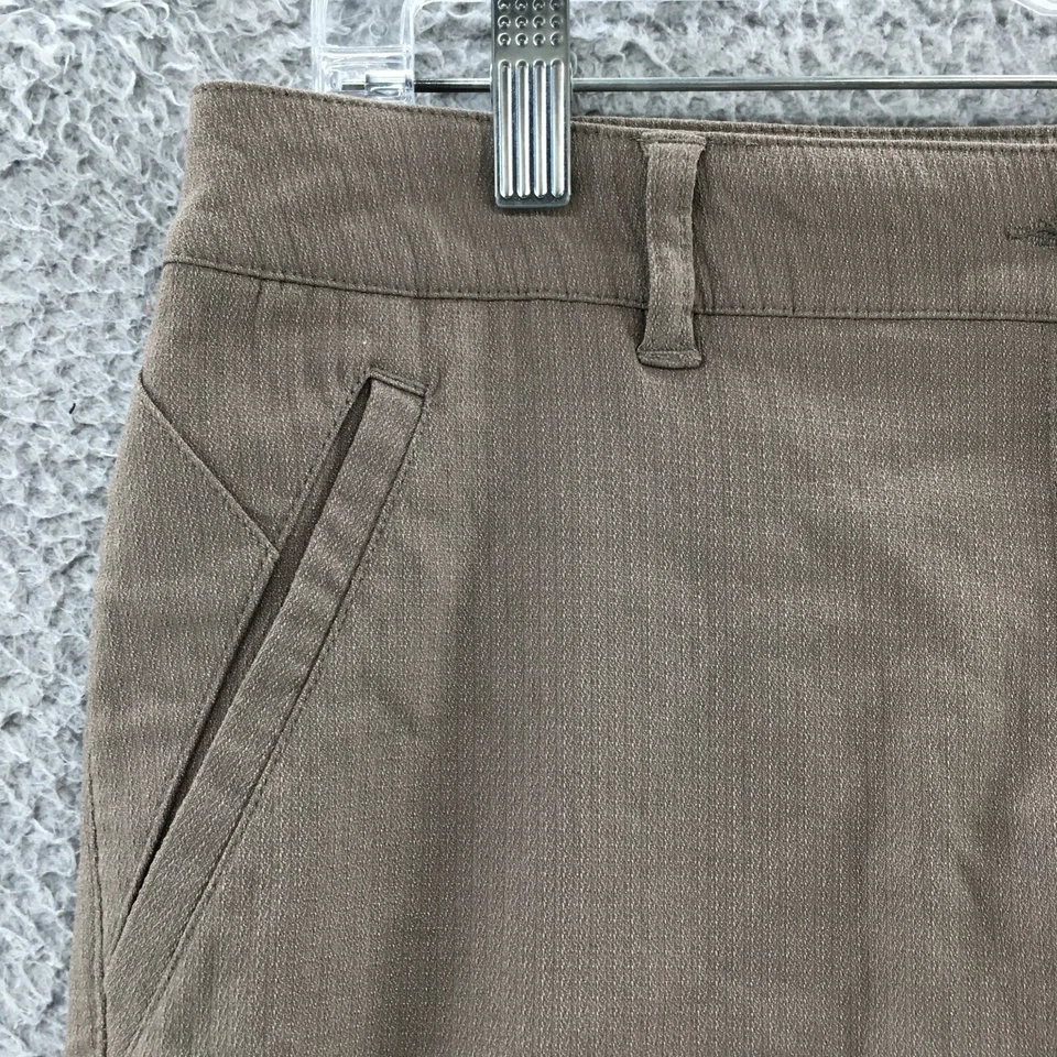 Pantalones chinos tribales para mujer 10 (real 33x29) marrón tiro medio frente plano cremallera mosca Foto 4 de 4