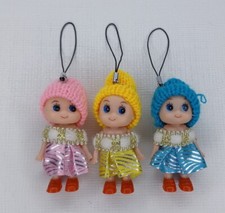 Lot of 3 Plastic Dolls For Phone Purse Backpack Charm Strap