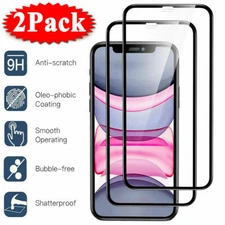 2 pack iPhone 11/12 /13/14 /Pro/Max/XR 3D Full  Tempered Glass Screen Protector