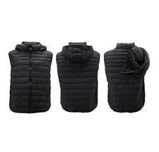 Men's Full Zip Quilted Lined Warm Removeable Hood Lightweight Puffer Vest