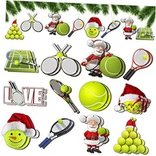 24 Pcs Christmas Sport Ball Ornaments Christmas Wooden Sports Ball Tennis