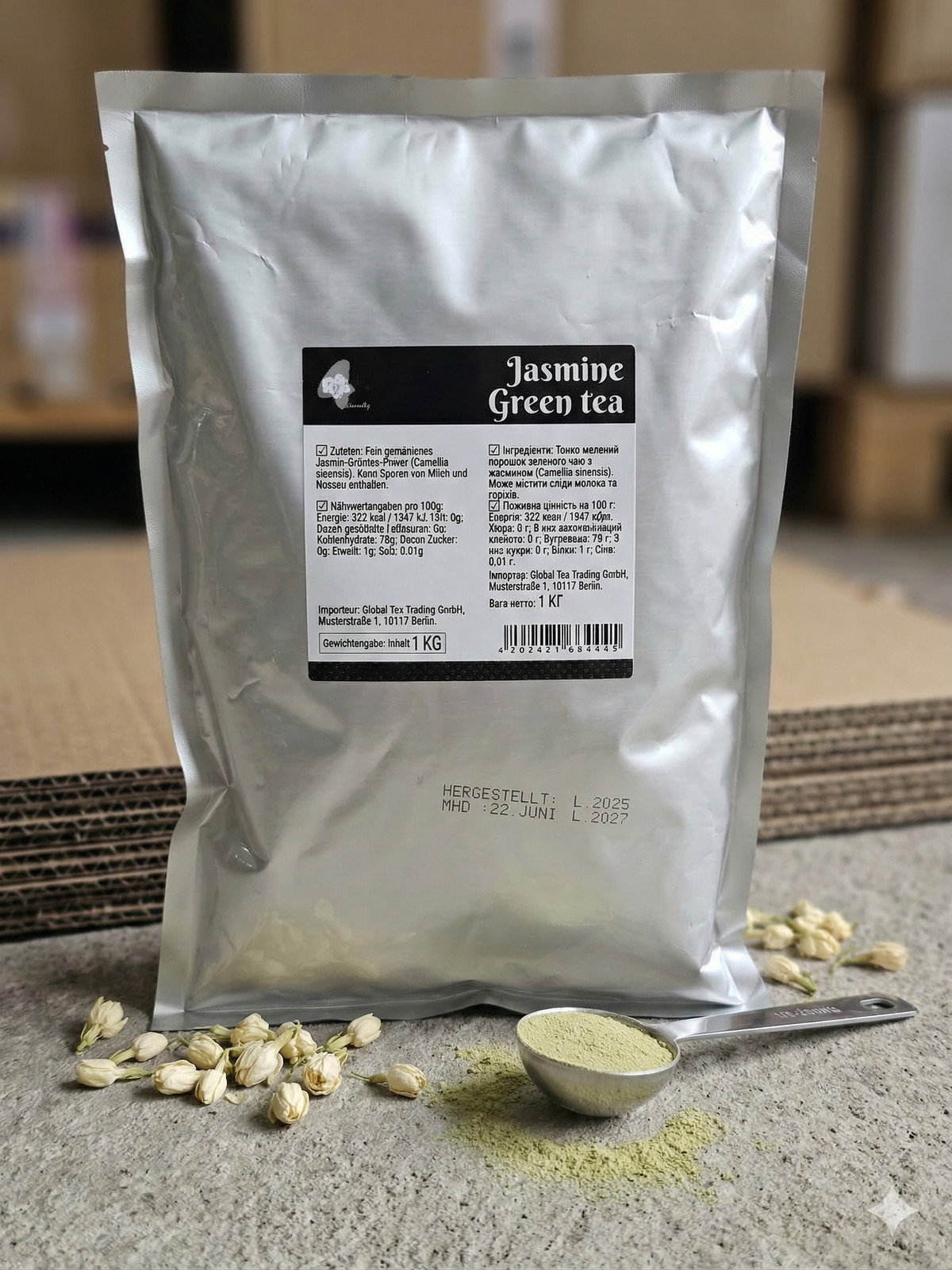 Bubble Tea Pulver Jasmin Grüntee 1kg TM BoboQ zum Selbermachen