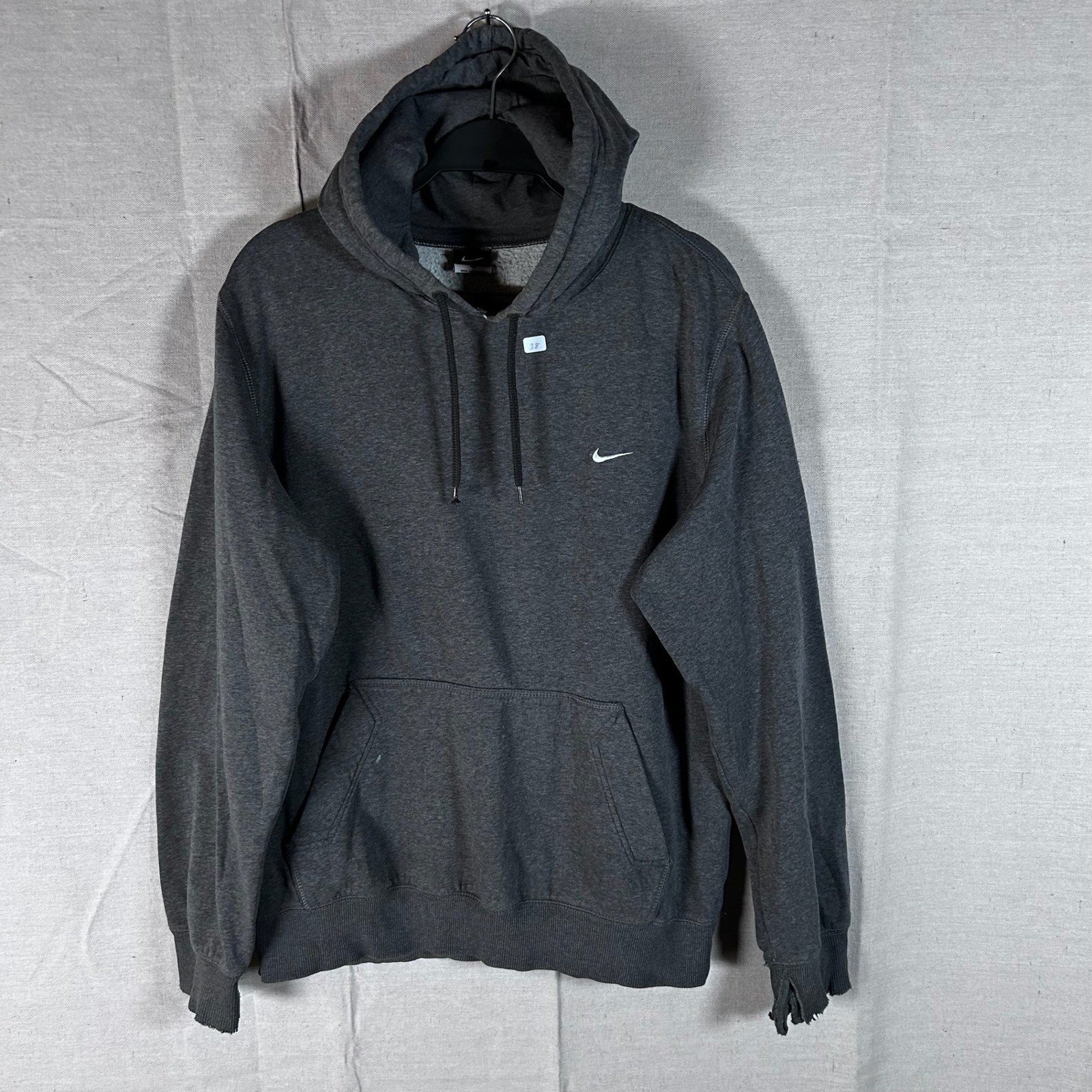Nike Sportswear Mens Hoodie Sweater Grey Fleece Swoosh Pullover Size Large