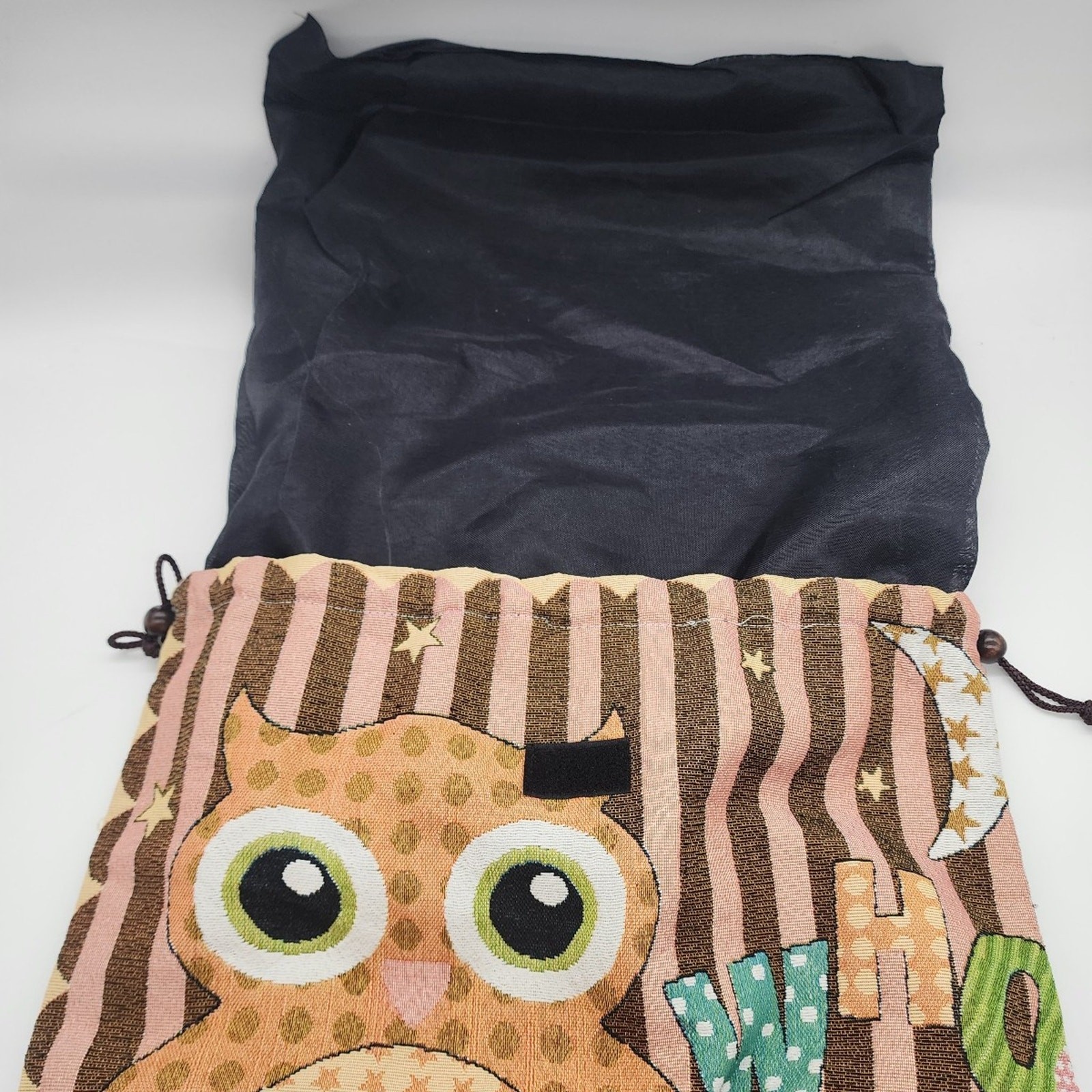 Fall theme Tapestry Owl drawstring  backpack bag - image 3