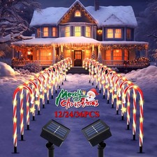 12/24/36  Outdoor Solar Christmas Candy Cane Pathway Lights Outdoor Garden Lamp