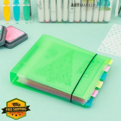 BAOFALI Binder Folder Stencils, 8 Pcs Soft PVC, Transparent, 6-Ring Black Org...