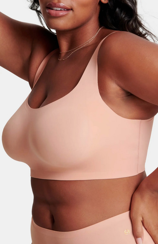 $98 Evelyn & Bobbie The Bobbie Scoop Wireless Bra, Pink Himalayan Salt, Size S