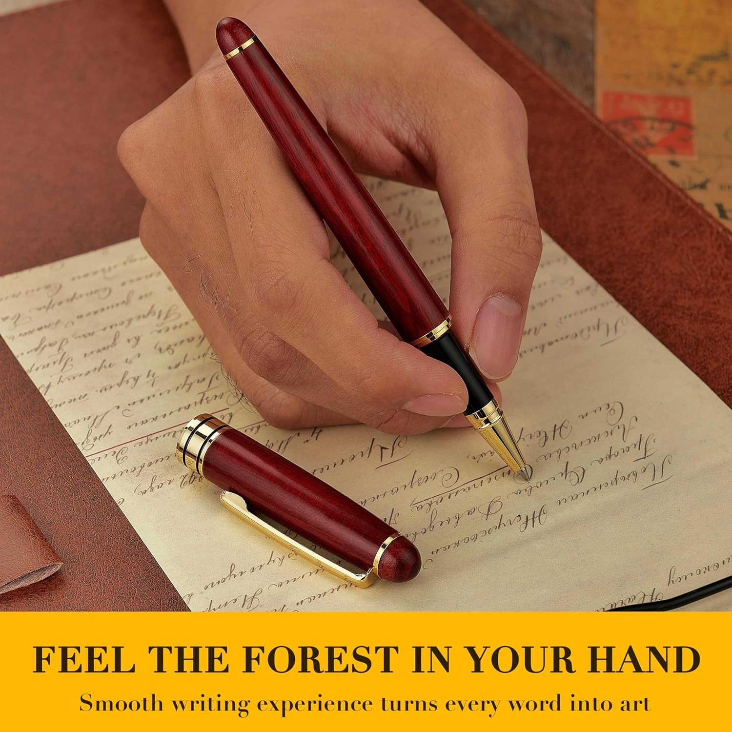 BEILUNER Luxury Wood Ballpoint Pen Writing 1 Count (Pack of 1), Redwood 