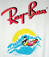 Vintage Ray Ban Sunglasses Surfing T Shirt XL 90s Surfer Single Stitch Thin Tee