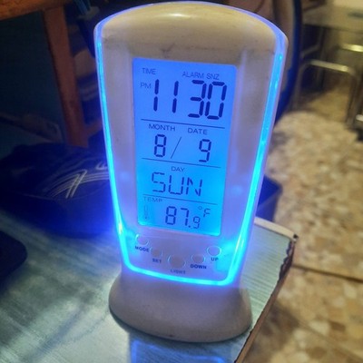 Digital LCD Desk Alarm Clock Blue Backlight Calendar Temp Multi-Ringtone AAA