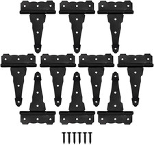 4" Heavy Duty Gate Hinges, 6 Pack T Strap Hinges Decorative T Hinges for Woode