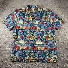 Disney Parks Hawaiian Shirt Men XL Mickey Beach Floral Relax Button Up Tiki Hula