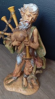 Statuina presepe FONTANINI in resina pastore Zampognaro 30 Cm. PVC Dipinta Mano