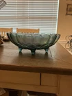 Vintage Indiana Glass Iridescent Carnival Harvest Grape Blue Footed Fruit Bowl