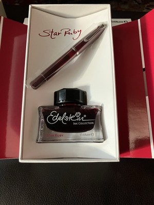Pelikan M205 Star Ruby Fountain Pen Set EF Nib With Ink Of The Year 2019