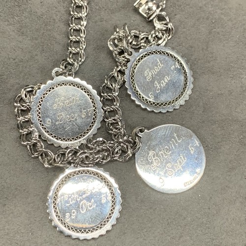 Vintage 925 Silver Parallel Chain Mothers Charm Bracelet Locking Clasp - Picture 6 of 9
