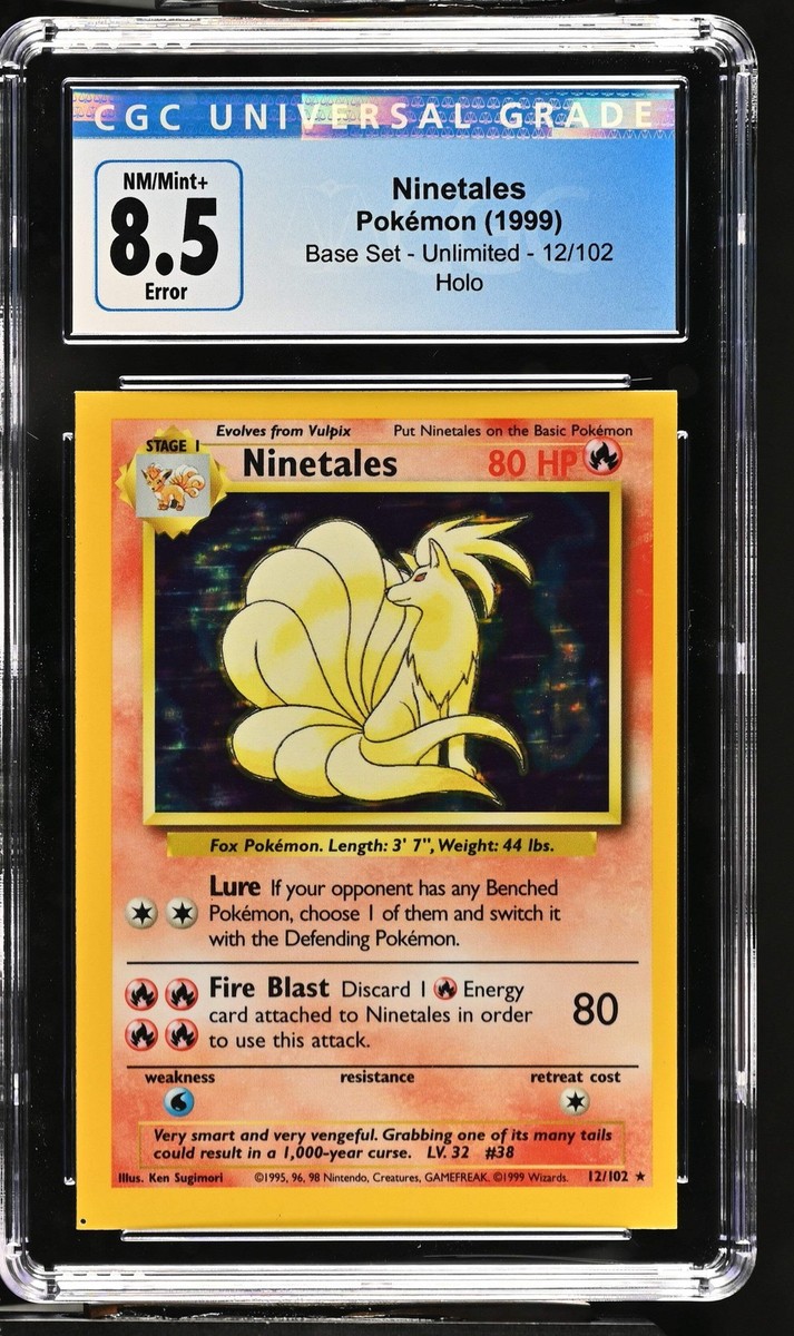 Pokemon Ninetales Holo Square Cut Error Base Set 12/102 CGC NM