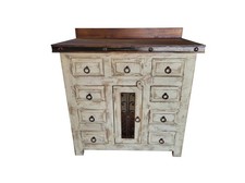 Saint Andrew Rustic Bathroom Vanity Furniture With Copper sink