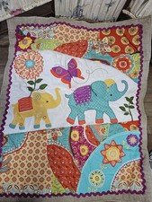 Levtex Zahara Elephant Baby Blanket Quilt Crib Zoo 40x34  jungle Nursery