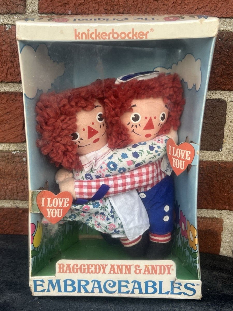 Vintage 1973 Knickerbocker RAGGEDY ANN & ANDY EMBRACEABLES DOLLS