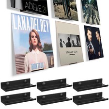 Vinyl Wall Mount 6 Pack, Black Metal Vinyl Holder Wall Display Shelf Record Wall