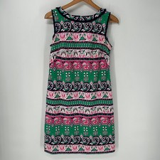 Talbots Dress Womens 4 Multicolor Floral Fringed Sheath Sleeveless Lined