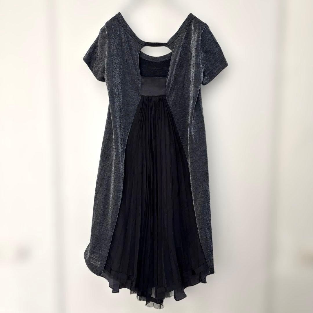 sacai dress back pleat glitter gray size 1