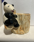 Vintage Ceramic Cup With Panda Bear Log Planter 2” Tall & 2.5” Diameter Japan — photo 2