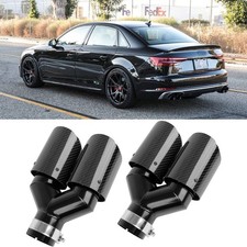 For Audi S3 S4 S5 S6 S7 2.5 In To Dual 4 Out Quad Exhaust Tip Carbon Fiber