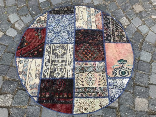Turkish Vintage Rug, Home Decor Rug, Boho Decor Rug, Oushak Kilim Rug, 3,4x3,4ft - Picture 2 of 9