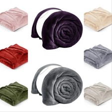 Luxury Faux Fur Reversible Warm Fleece Throw Over Sofa Double King Size Throws