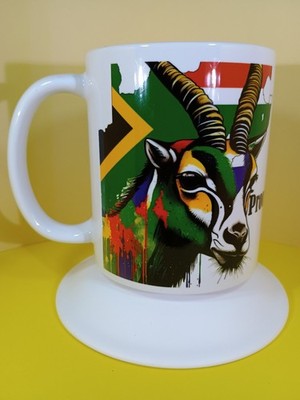 Proudly Sprinbok - mehrfarbiger Springbock Druck - südafrikanische Tasse