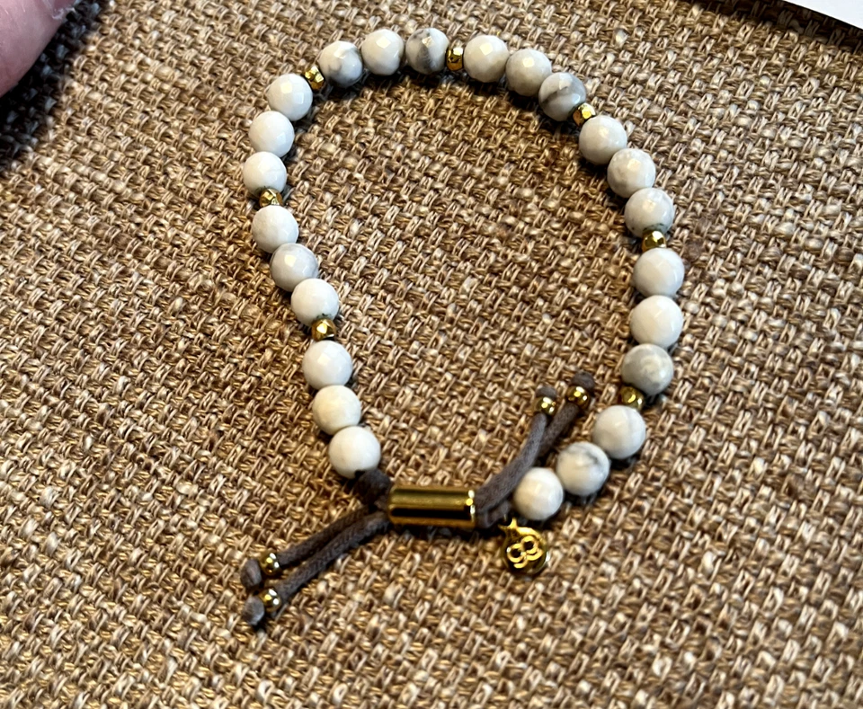 Gorjana Howlite Chapado en Oro Blanco Pulsera Cuentas Ajustable Foto 3 de 4