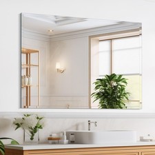 Frameless Mirror for Bathroom Vanity,with Polished Edge,Hangs Horizontally Or...