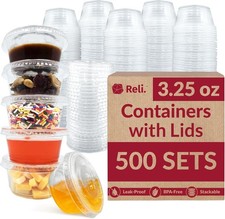 3.25 oz Small Containers with Lids 500 Sets Plastic Portion Cups Portion