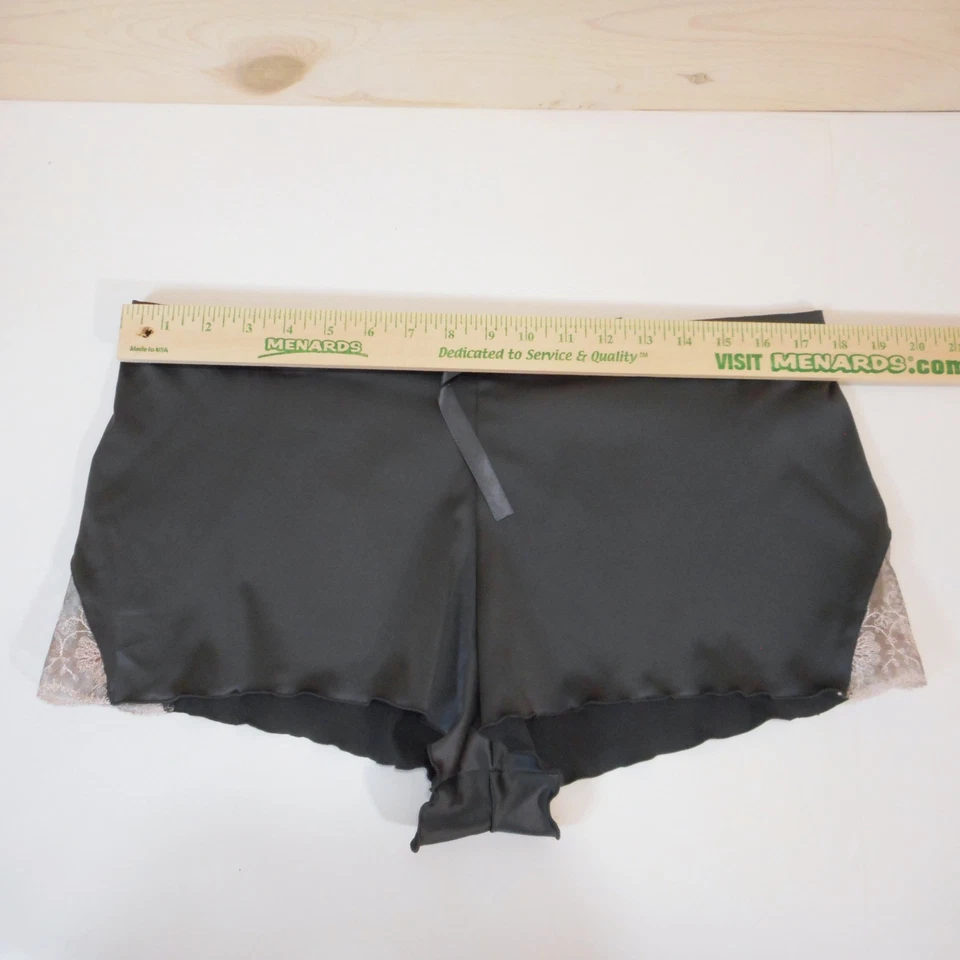 Pantalones cortos de pijama Fantasie para mujer talla L gris oscuro satinado encaje lencería ropa para dormir Foto 3 de 4