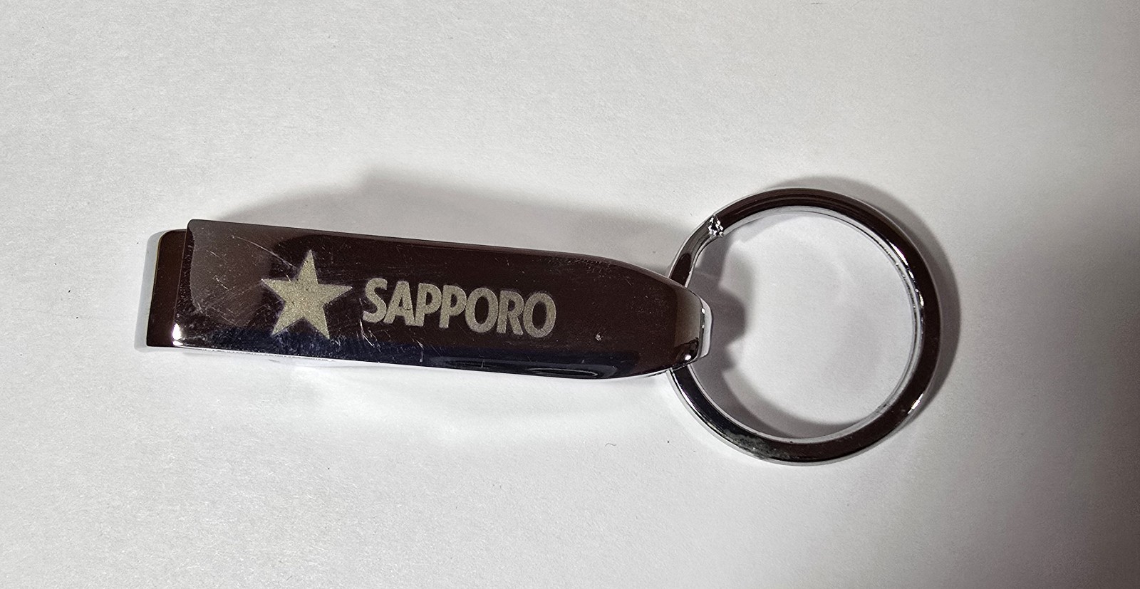 Silver Sapporo Beer Keychain & Bottle Opener