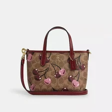 NWT Coach City Mini Tote Bag In Signature Canvas With Cherry Print CY737