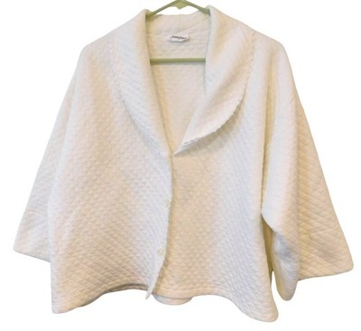 Neiman Marcus White Womens Bed Jacket One Size Quilted Cotton Made In USA 1960s